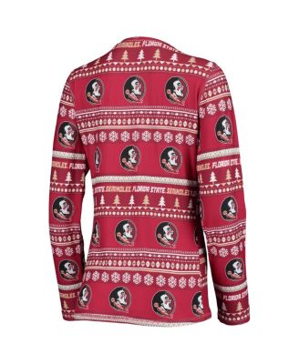 Women's 2-Piece Garnet Florida State Seminoles Holiday Long Sleeve Top and Pants Sleep Set