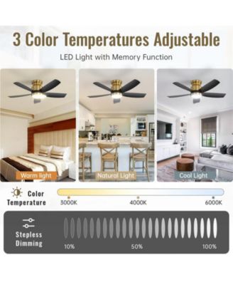 42-inch Modern Golden 5-Blade Ceiling Fan With 6-Speed Adjustable Wind Speed and Light Kit
