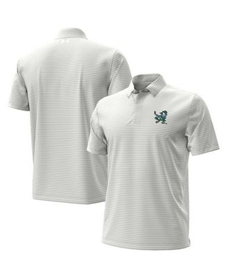 Under Armour - Men's White Notre Dame Fighting Irish Hockey Leprechaun Drive Micro Groove Stripe Polo