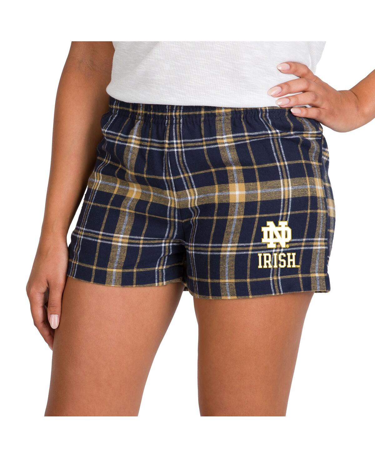 Concepts Sport Women's Navy/gold Notre Dame Fighting Irish Ultimate Flannel Shorts In Blue
