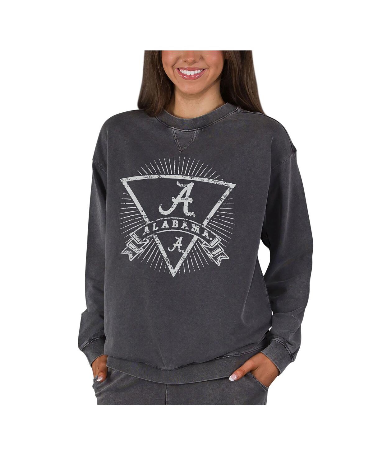 Concepts Sport Women's Charcoal Alabama Crimson Tide Boxy Mist French Terry Long Sleeve Top In Gray