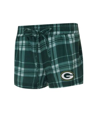 Women's 2-Piece Heather Gray/Green Bay Packers Regulate Plaid Long-Sleeve T-Shirt and Shorts Sleep Set