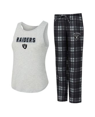 Concepts Sport - Women's Heather Gray/Black Las Vegas Raiders Regulate Plaid Tank Top Pants Sleep Set