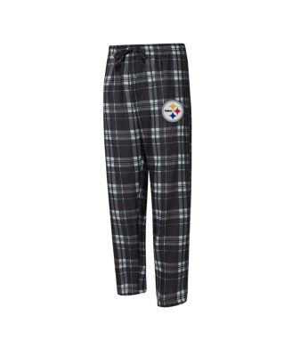 Men's 2-Piece Black/Gray Pittsburgh Steelers Regulate Long Sleeve T-Shirt and Plaid Pants Set