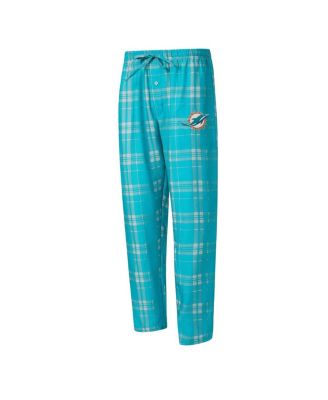 Men's 2-Piece Aqua/Gray Miami Dolphins Regulate Long Sleeve T-Shirt and Plaid Pants Set