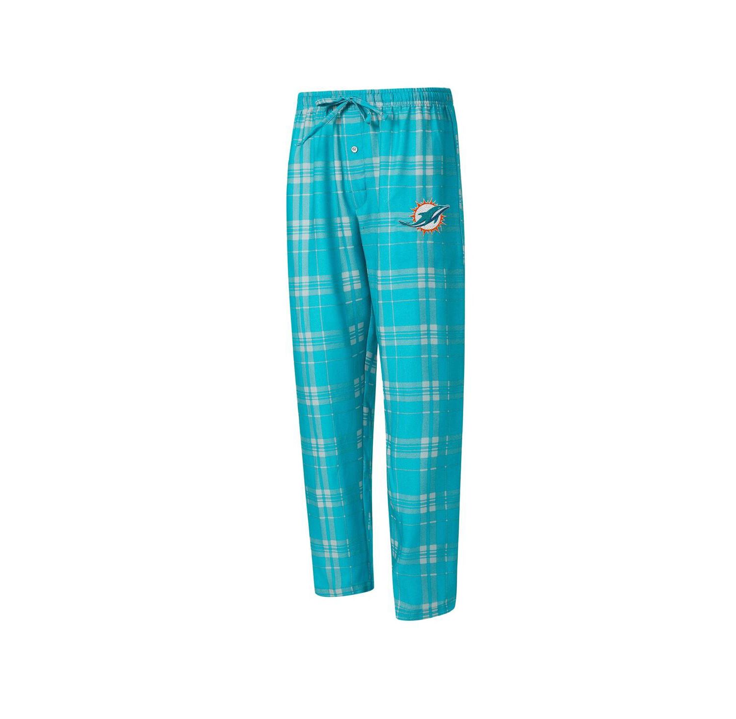 Men's 2-Piece Aqua/Gray Miami Dolphins Regulate Long Sleeve T-Shirt and Plaid Pants Set