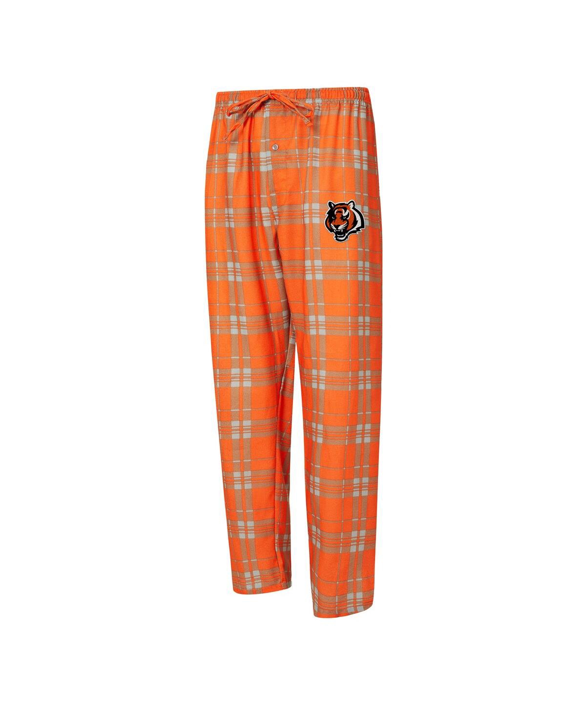 Concepts Sport Men's 2-piece Orange/gray Cincinnati Bengals Regulate Long Sleeve T-shirt And Plaid Pant Set In Gray