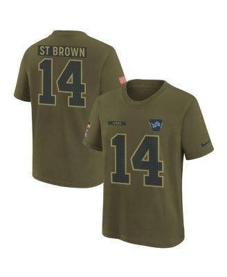 Nike - Big Boys and Girls Amon-Ra St. Brown Olive Detroit Lions 2025 Salute to Service Name Number T-Shirt
