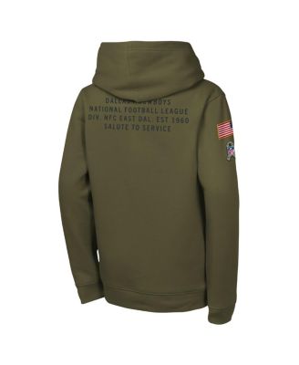 Big Boys and Girls Olive Dallas Cowboys 2025 Salute to Service Club Fleece Hoodie