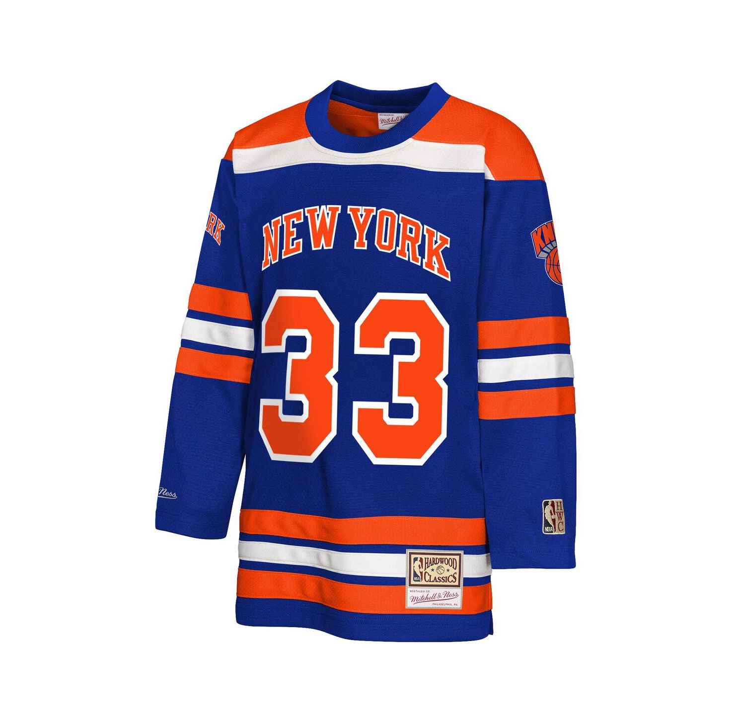 Big Boys and Girls Patrick Ewing Blue New York Knicks Maxxed Out 2.0 Fashion Hockey Jersey
