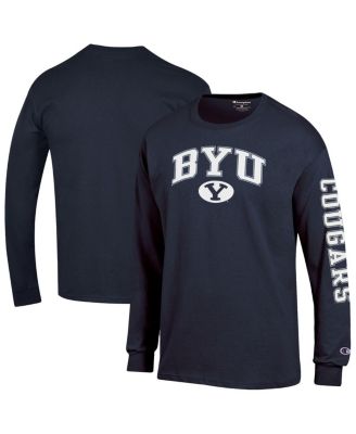 Champion - Men's Navy BYU Cougars Arch Over Logo 2-Hit Long Sleeve T-Shirt