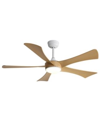 52-inch white modern style ceiling fan features 5 blades and is equipped with LED lights and a remote control