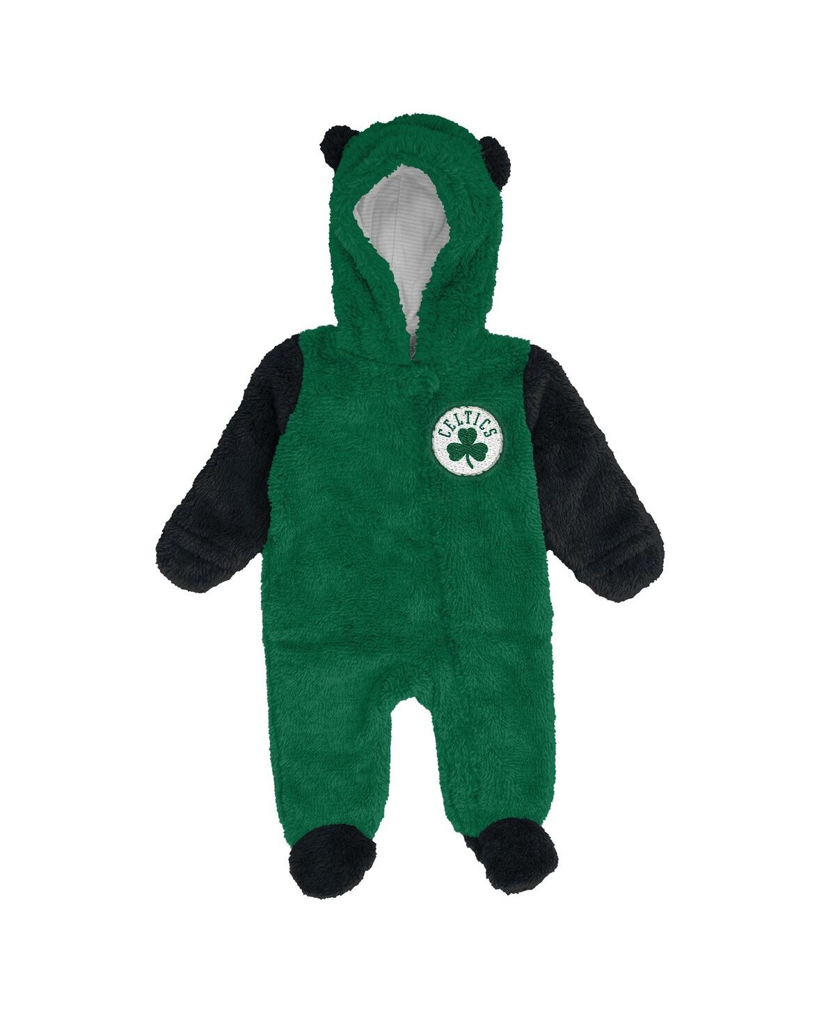 Outerstuff Baby Boys And Girls Kelly Green Boston Celtics Stay Napping Fleece Bunting Full-zip Hooded Sleeper In Green