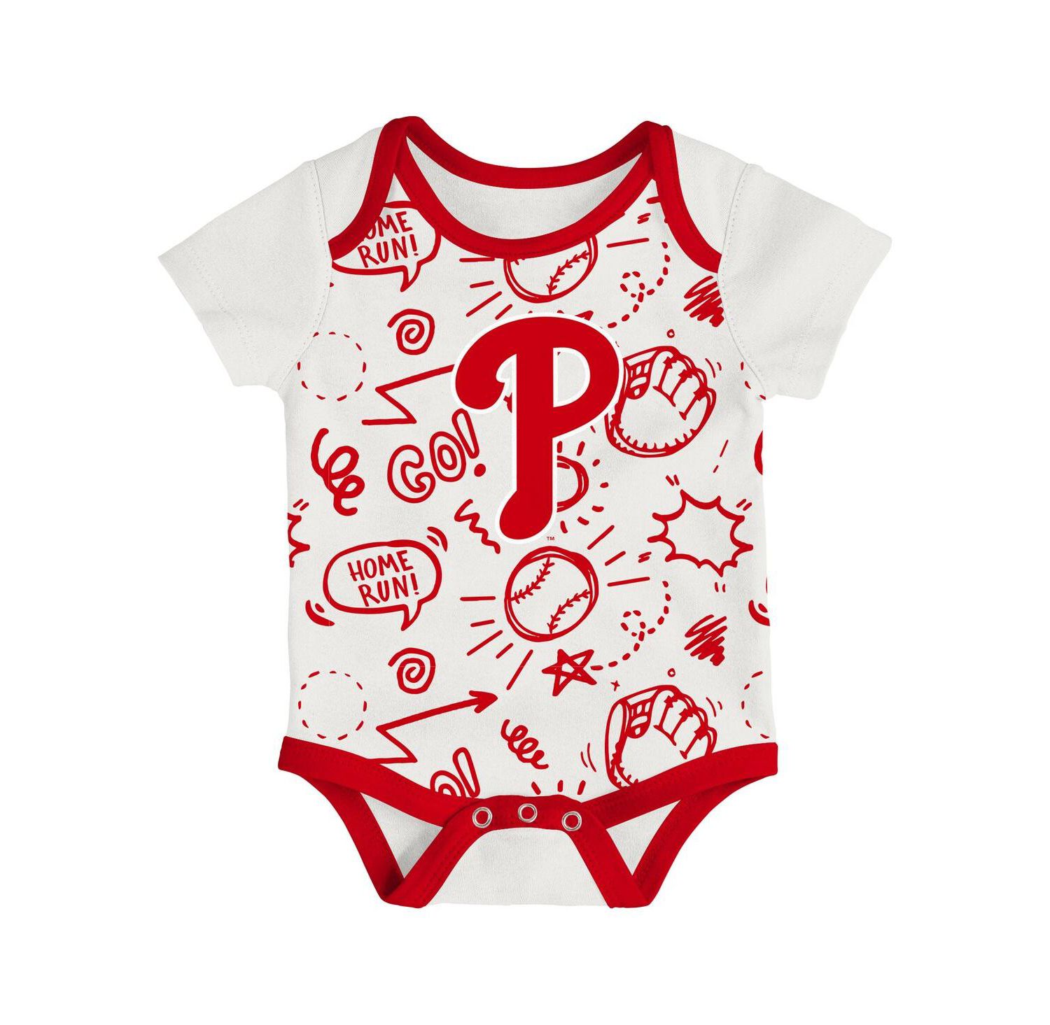 Baby Boys and Girls 3-Piece Philadelphia Phillies All Day Play Bodysuit Set