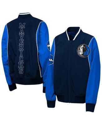 Outerstuff - Big Boys and Girls Navy/Blue Dallas Mavericks Two-Pointer Full-Zip Windbreaker