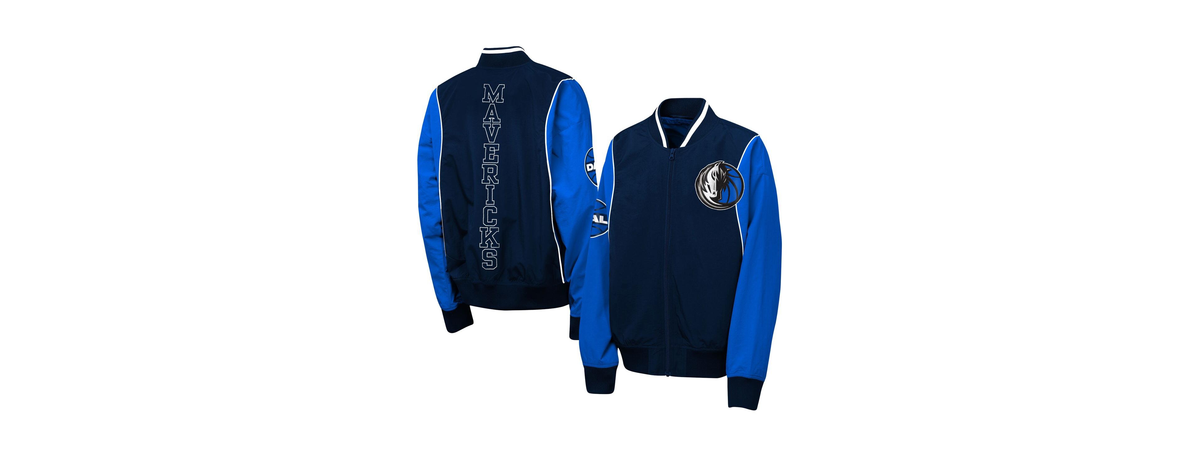 Outerstuff Big Boys and Girls Navy/Blue Dallas Mavericks Two-Pointer Full-Zip Windbreaker