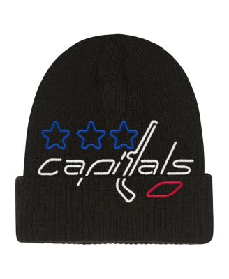 Mitchell & Ness - Big Boys and Girls Black Washington Capitals Neon Line Lights Cuffed Knit Hat