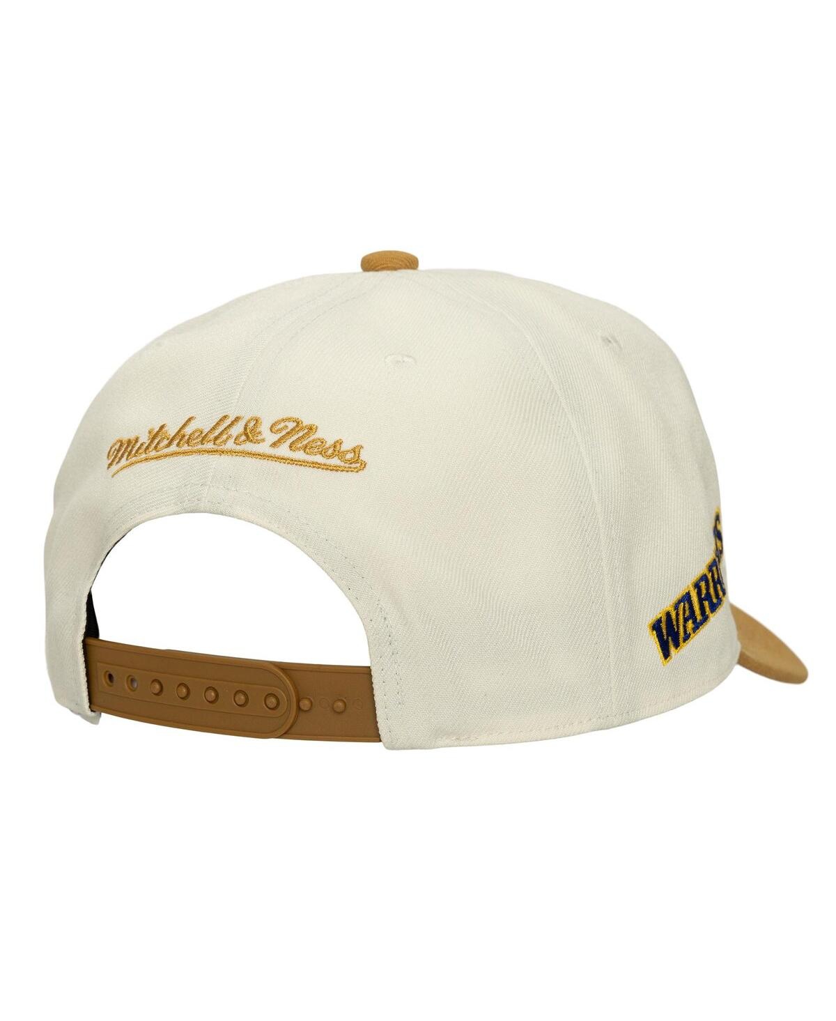 Mitchell & Ness Men's Cream Golden State Warriors Ochre Dusted Double Two-toned Pro Crown Adjustable Hat In White