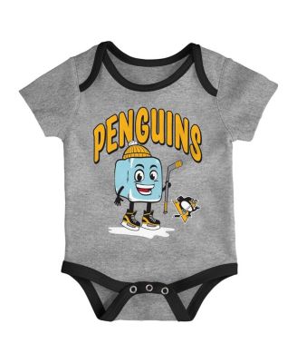 Baby Boys and Girls 3-Piece Pittsburgh Penguins Triple Header Bodysuit Set