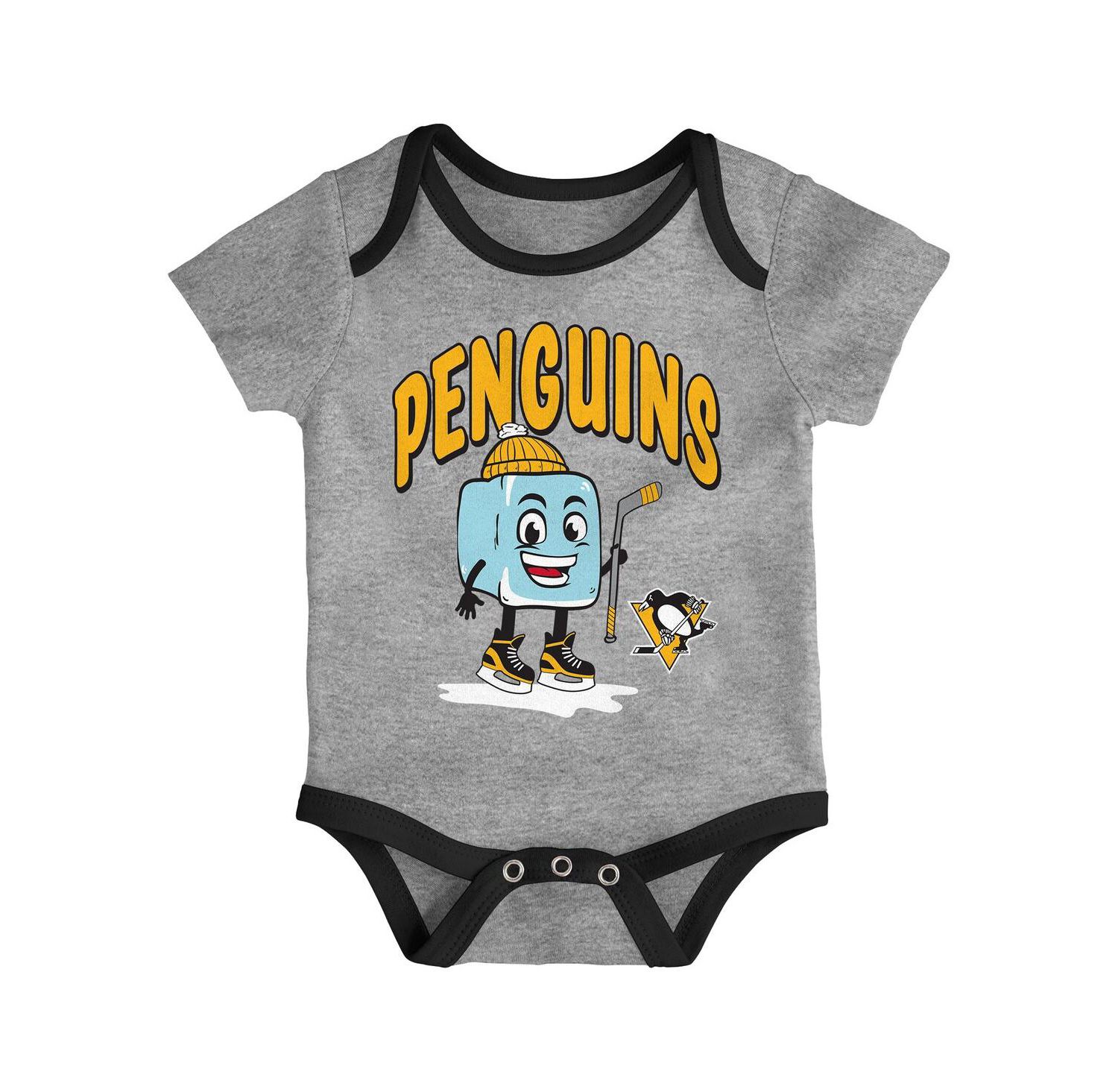 Baby Boys and Girls 3-Piece Pittsburgh Penguins Triple Header Bodysuit Set