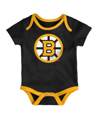 Baby Boys and Girls 3-Piece Boston Bruins Triple Header Bodysuit Set