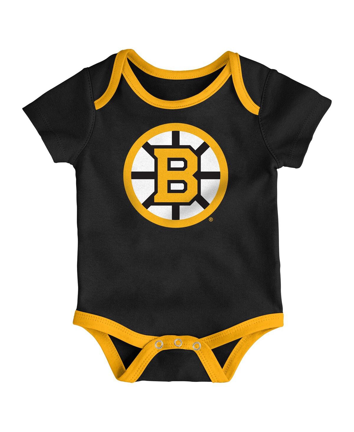 Outerstuff Baby Boys and Girls 3-Piece Boston Bruins Triple Header Bodysuit Set