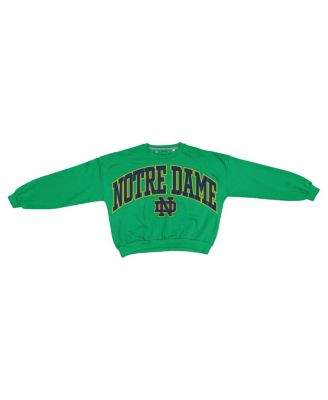 Women's Green Notre Dame Fighting Irish Oversized Janice Waist-Length Sweatshirt