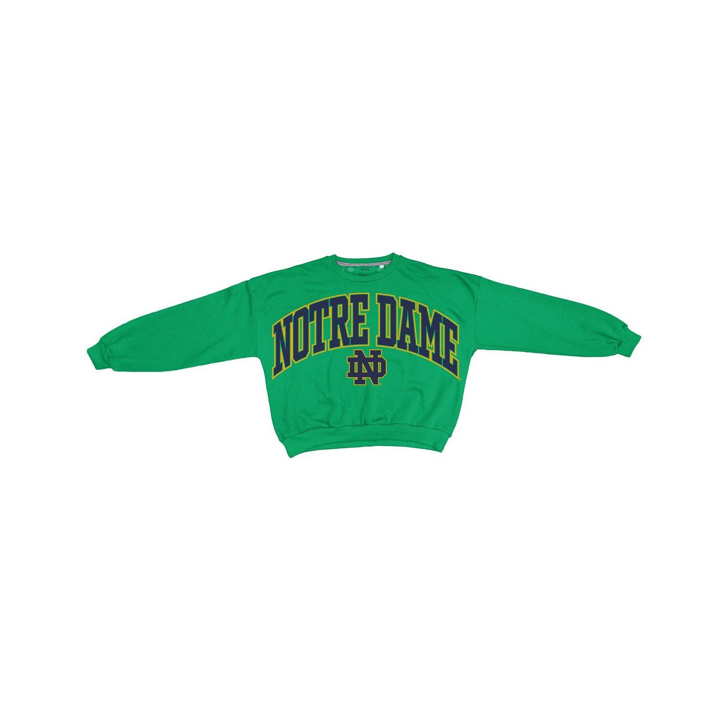 Women's Green Notre Dame Fighting Irish Oversized Janice Waist-Length Sweatshirt