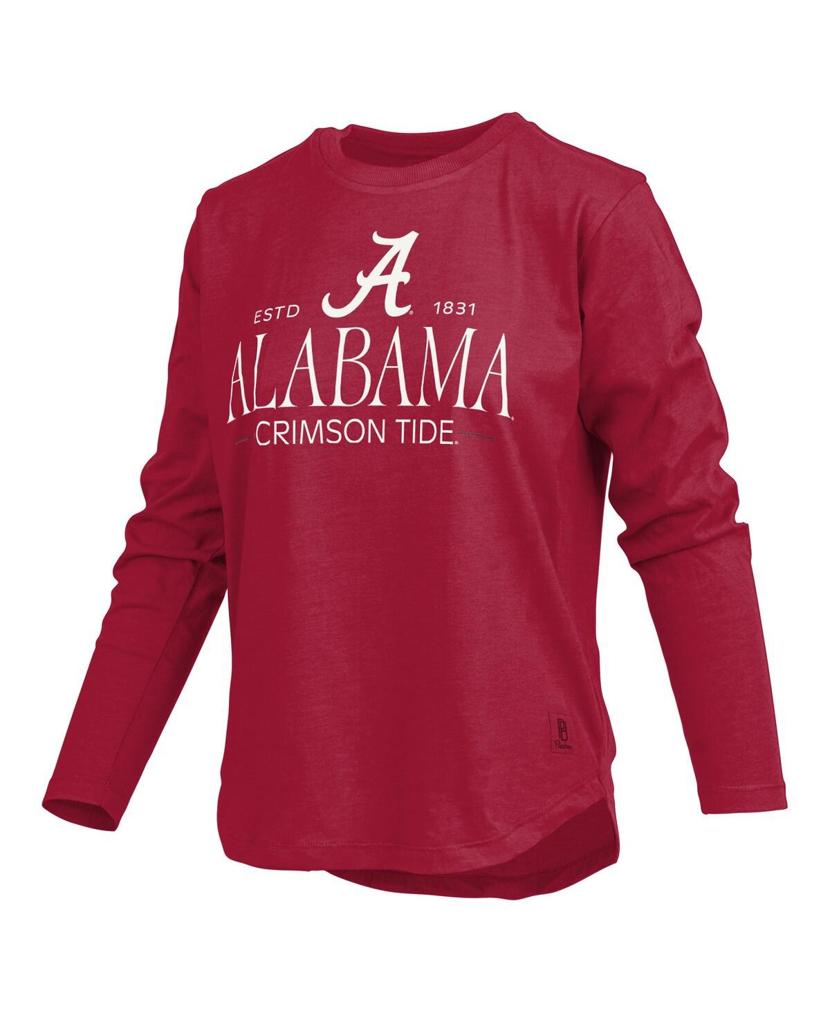 Pressbox Women's Crimson Alabama Crimson Tide Silver On Long Sleeve T-shirt In Red