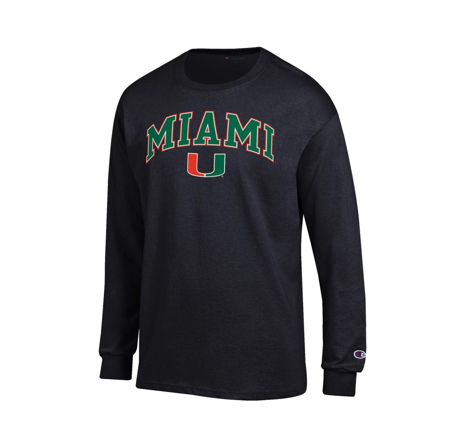 Men's Orange Miami Hurricanes Arch Over Logo Long Sleeve T-Shirt