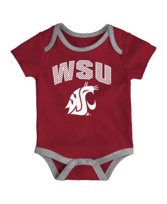 Baby Boys and Girls 3-Piece Red/Black Washington State Cougars All Day Play Bodysuit Set