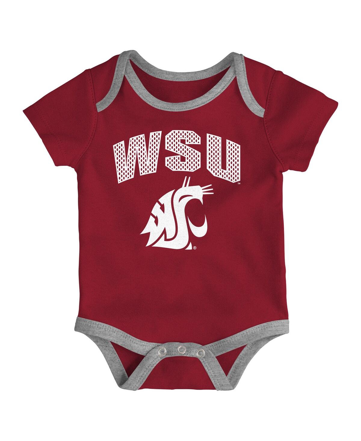 Outerstuff Baby Boys and Girls 3-Piece Red/Black Washington State Cougars All Day Play Bodysuit Set