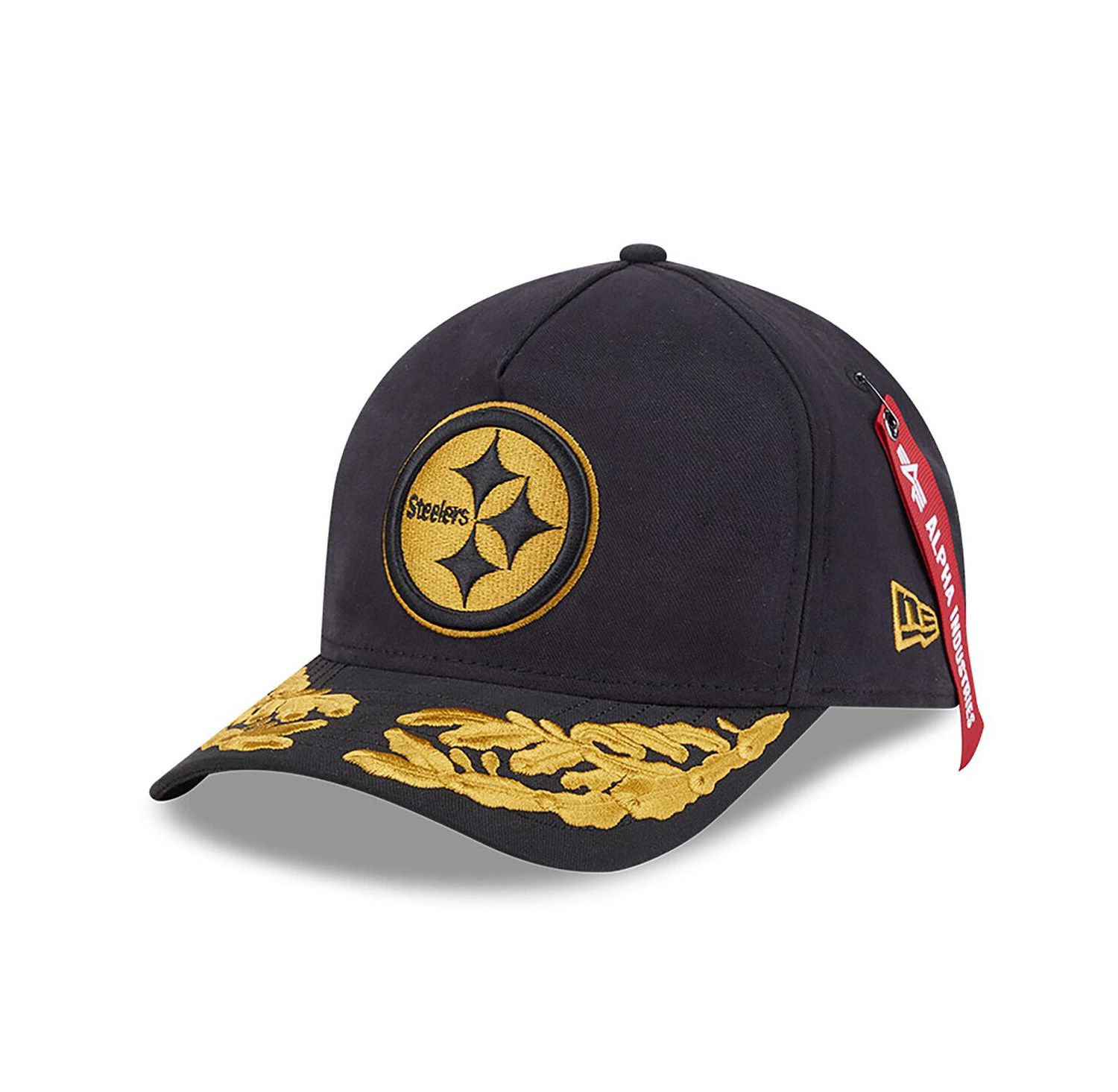 Men's Black Pittsburgh Steelers A-Frame 9FORTY Adjustable Hat