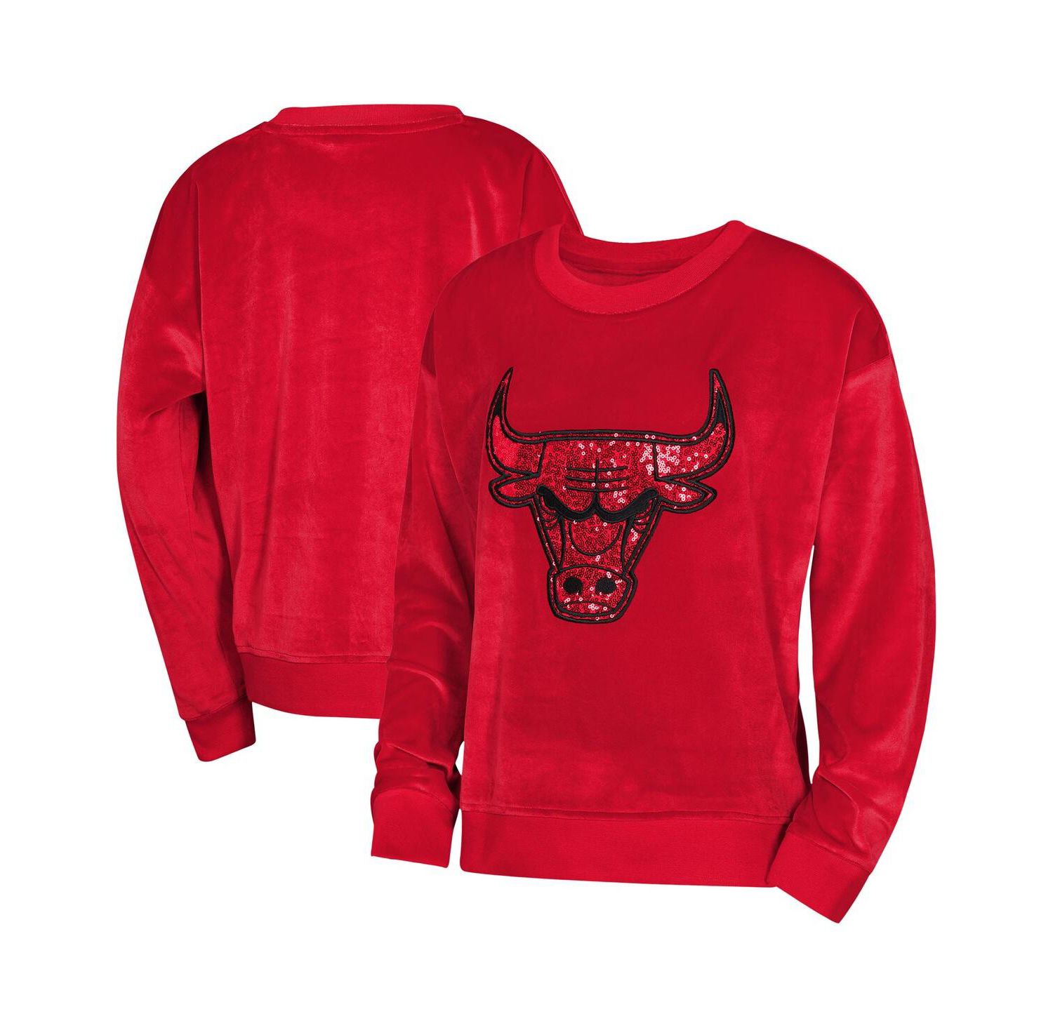 Big Boys and Girls Red Chicago Bulls Step Back Sweatshirt