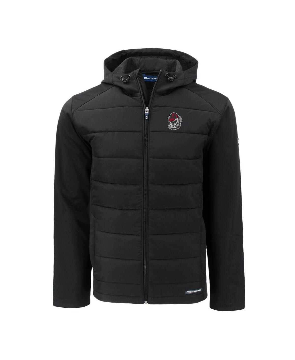 Cutter & Buck Men's Black Georgia Bulldogs Evoke Hybrid Eco Softshell Full-Zip Hoodie Jacket