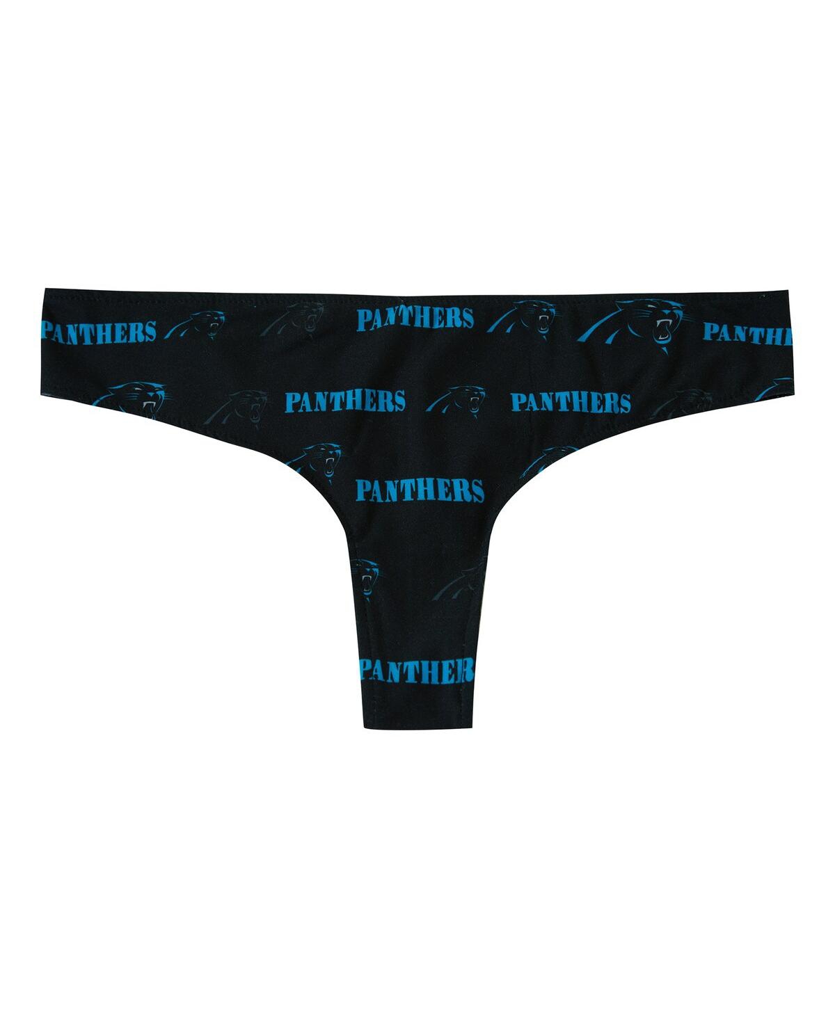 Concepts Sport Women's Black Carolina Panthers Mosaic All Over Print Thong In Black
