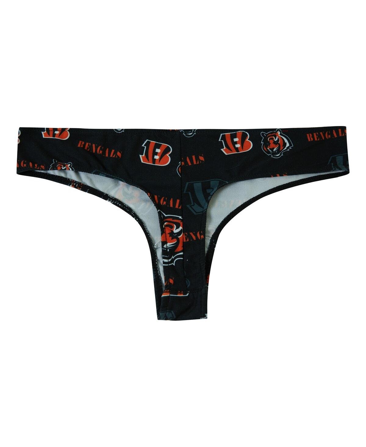 Concepts Sport Women's Black Cincinnati Bengals Mosaic All Over Print Thong In Black
