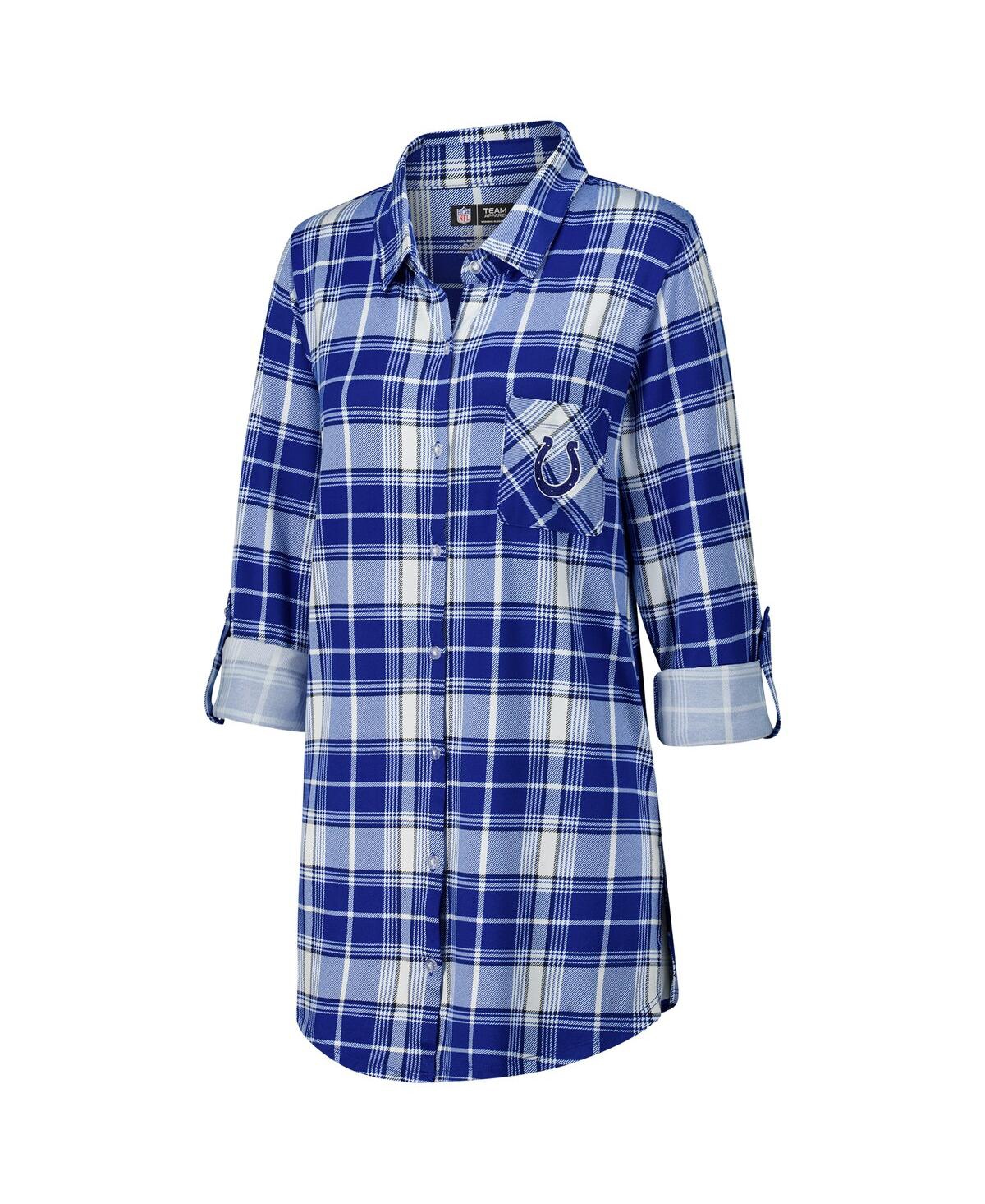 Concepts Sport Women's Royal Indianapolis Colts Ashford Plaid Knit Nightshirt In Blue