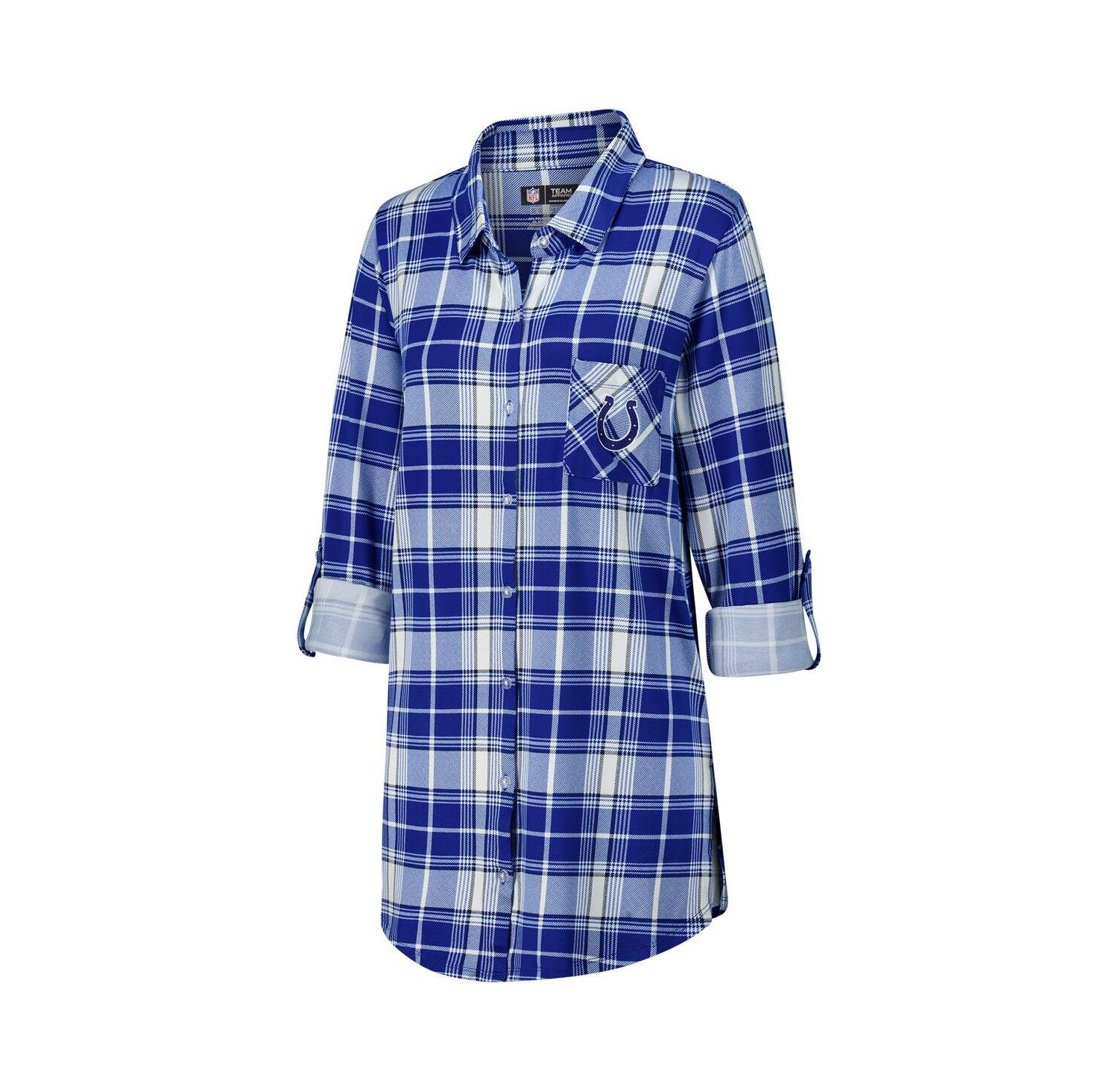 Women's Royal Indianapolis Colts Ashford Plaid Knit Nightshirt
