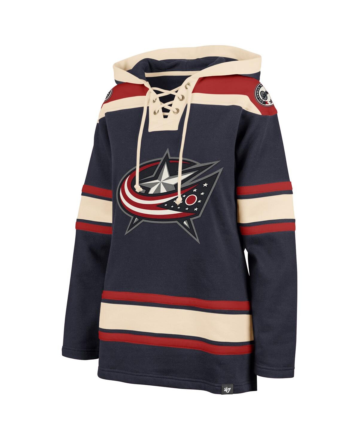 47 Brand Women's Navy Columbus Blue Jackets Superior Lacer Pullover Hoodie In Blue