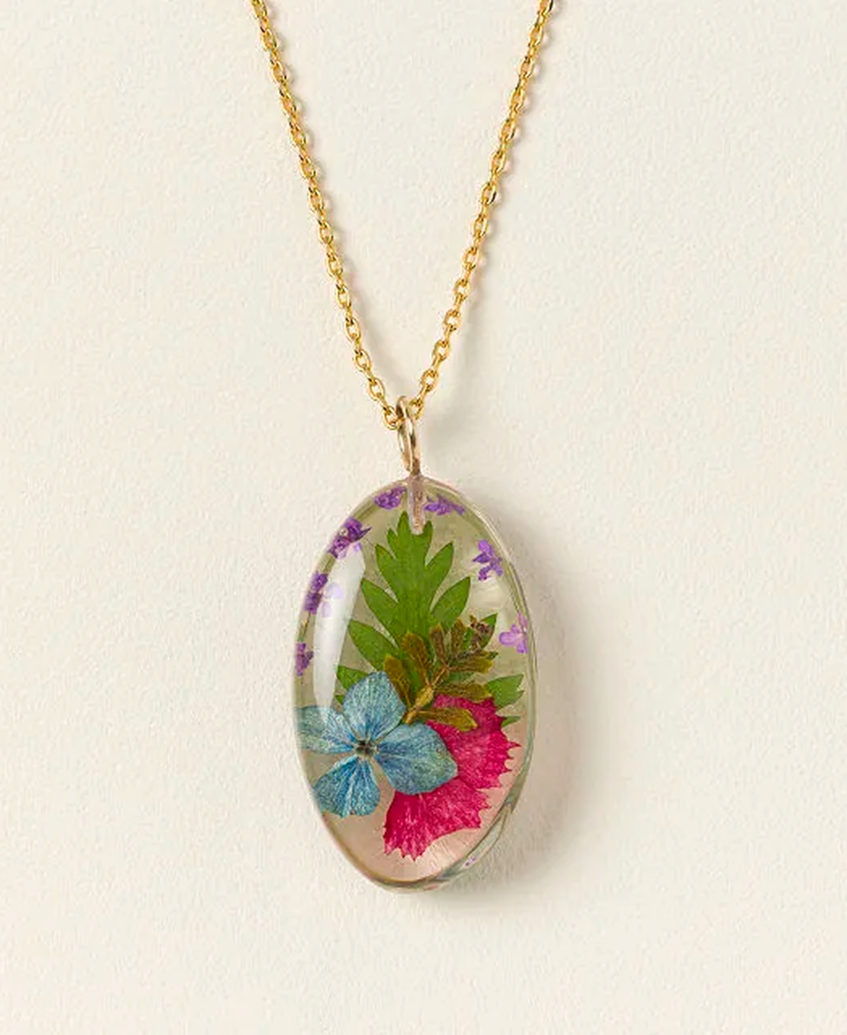 Uncommon Goods Real Flower Resin Mother and Daughter Pendant Necklace
