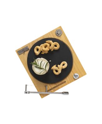 Turntable Slate & Wood Cheese Board with Hidden Slicer