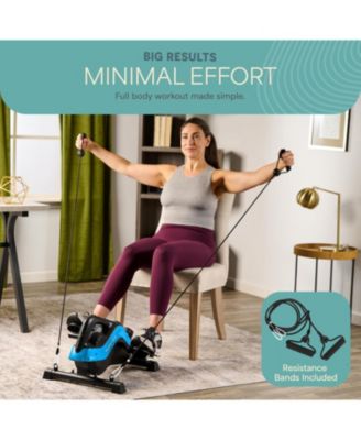 Under Desk Bike Pedal Exerciser with Resistance Bands, Arm and Leg Mini Stationary Bike, Desk Workout, Fitness App Compatible