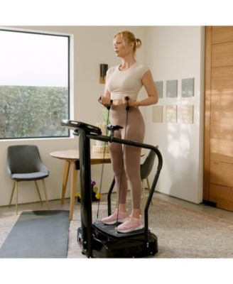 Rhythm Vibration Plate with handles, 99 speed levels, heart rate sensor, and phone holder for full-body recovery and improved circulation.