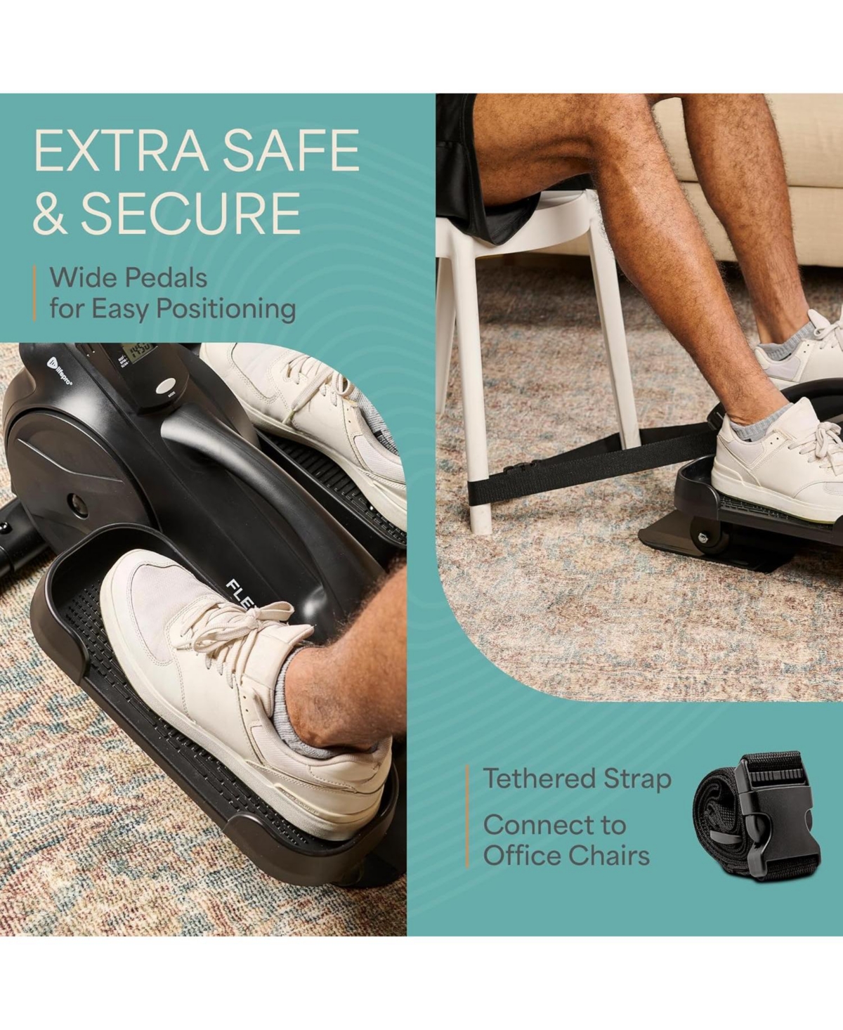 LifePro Under Desk Elliptical - Under Desk Pedal Exerciser to Strengthen Muscles and Build Cardiovascular Fitness