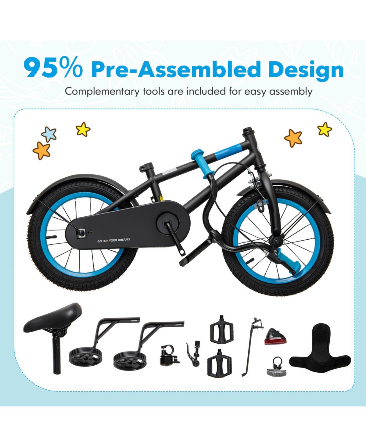 Sugift Adjustable Kids Bike with Training Wheels & Dual Brakes