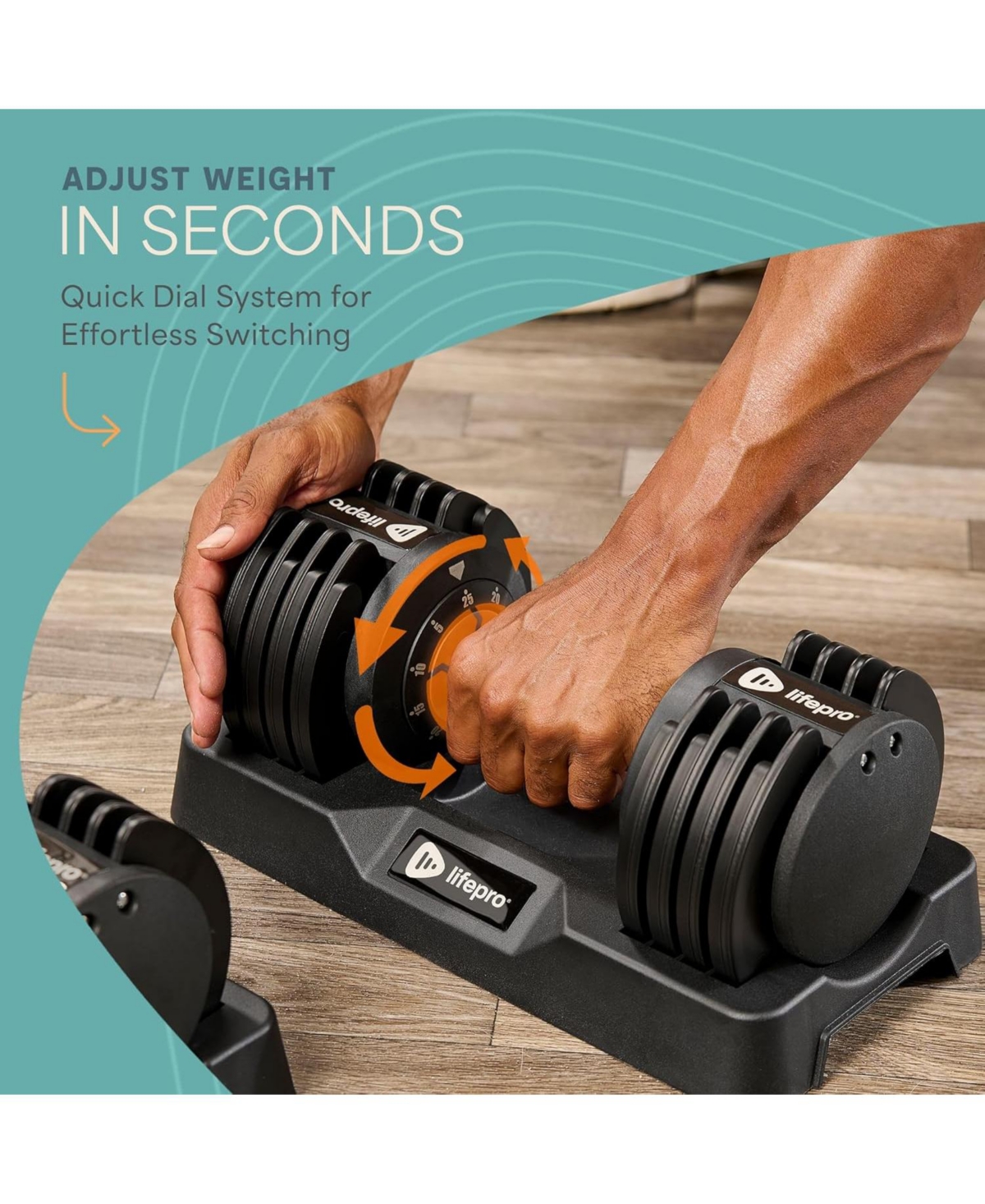 LifePro Adjustable Dumbbell Set or Single – Quick-Change Hand Weights, 25lb & 90lb Options – Space-Saving Dumbbells for Home Gym Strengt