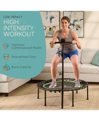 JumpTrack 40” Rebounder Trampoline with Jump Counter – Silent Bungee – 225/350 lb Capacity – Low-Impact Home Exercise