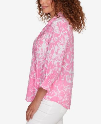 Petite Brushstroke Floral Silky Gauze Popover Top