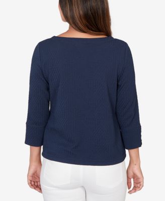 Petite Abstract Textured Pucker Knit Boxy Top